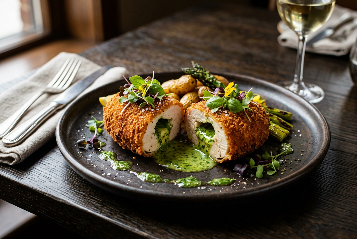 Chicken Kiev, plated