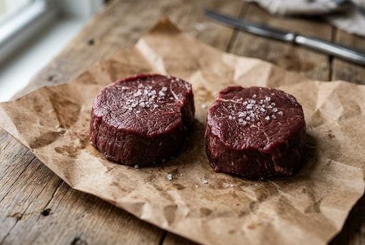 Raw elk medallions on butcher paper