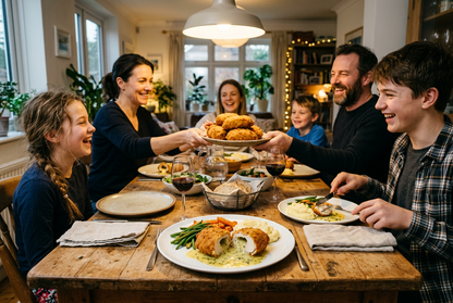 Family chicken Kiev dinner