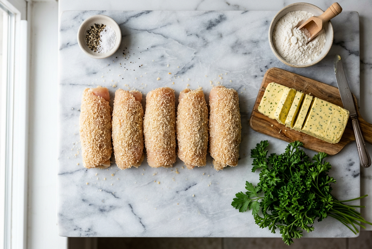 Raw breaded chicken Kiev