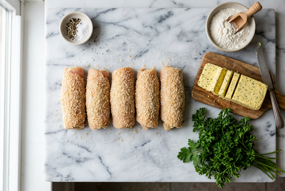 Raw breaded chicken Kiev