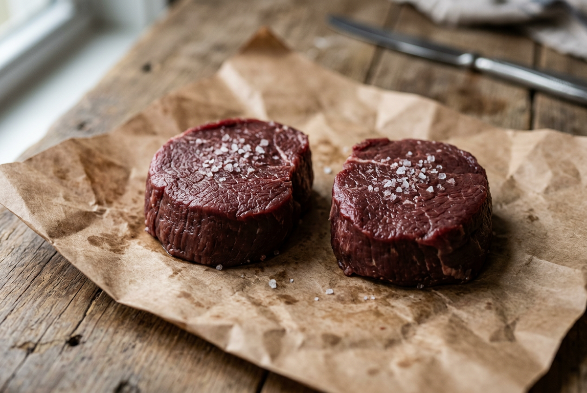 Raw elk medallions on butcher paper